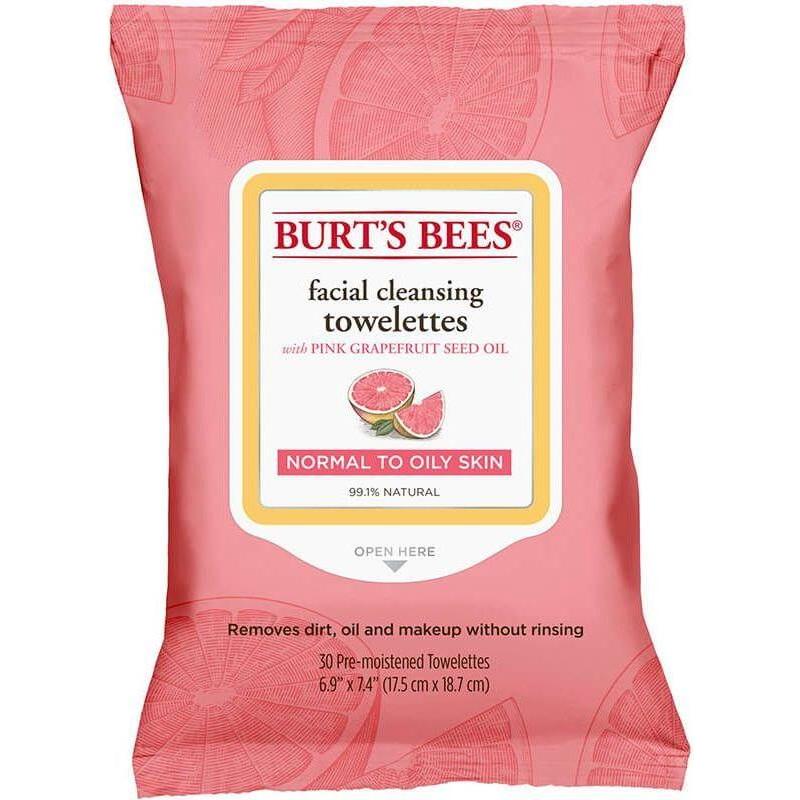 Burt's Bees Burt's Bees Facial Cleansing Towelettes Pink Grapefruit 30ct Facial Cleansing Towelettes Light Coral