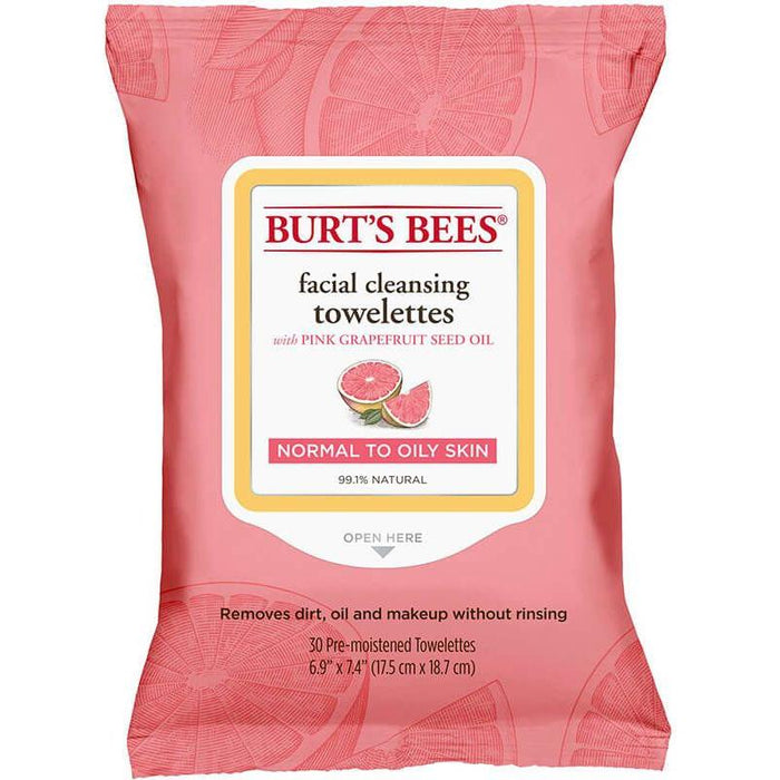 Burt's Bees Facial Cleansing Towelettes Pink Grapefruit 30ct