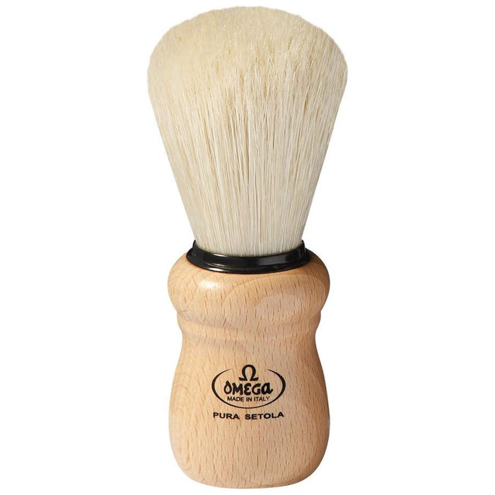 Omega Boar Bristle Shaving Brush, Beech Wood Handle #10005