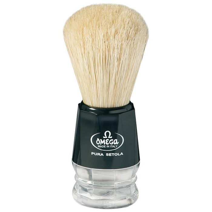 Omega Black Andclear Acrylic Handle Boar Bristle Shaving Brush #10019