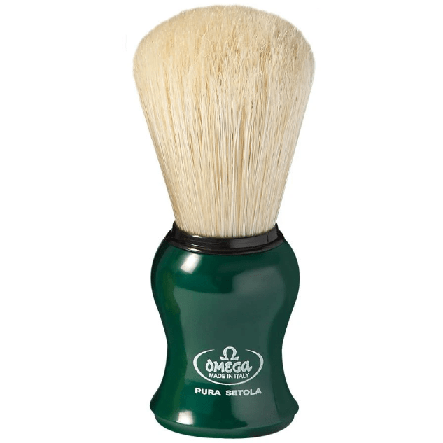 Omega Boar Bristle Shaving Brush, Green Handle #10065