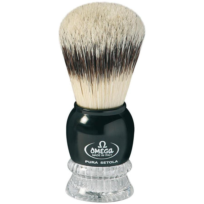 Omega Hog Bristle Shaving Brush With Chromed Abs Handle #10275
