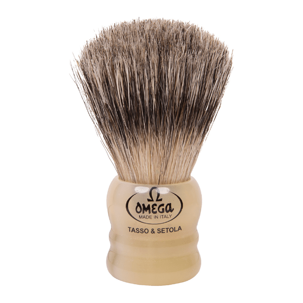 Omega Badger & Bristle Faux Horn Mighty Midget Shaving Brush #11047