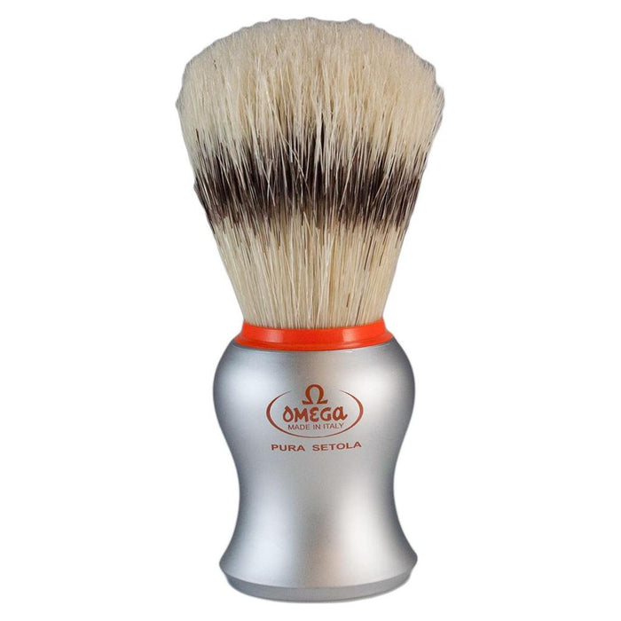 Omega Pure Bristle Shaving Brush Silver Handle #11573