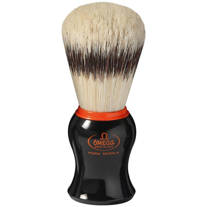 Omega Boar Bristle Shaving Brush With Black Plastic Handle #11574