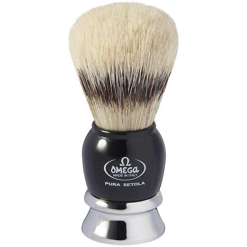 Omega Omega Pure Bristle Shaving Brush With Chromed Plastic Handle Shaving Brush