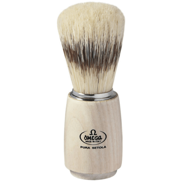 Omega Omega Banded Boar Shaving Brush White Ash Wood #11711 Shaving Brush