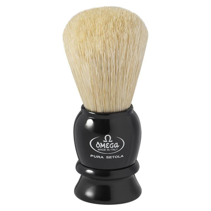 Omega Pig Hair Black Handle Shaving Brush #13564