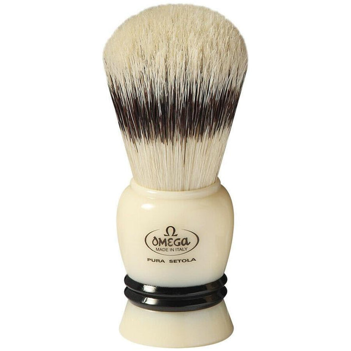 Omega Italy Pig Bristles Shaving Brush With Stand Pure Brushes Dachs-Optik