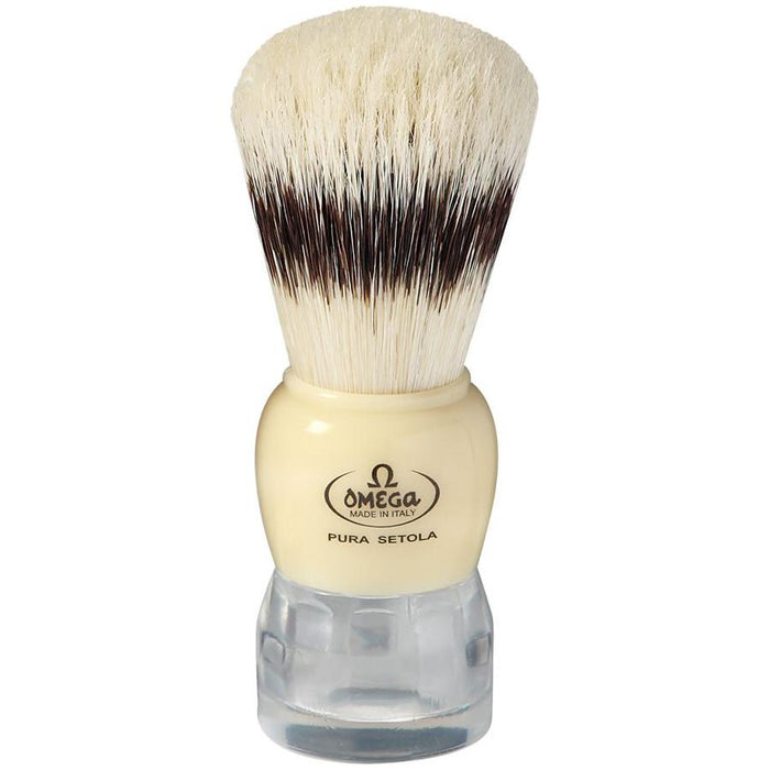 Omega Deluxe Banded Boar Shaving Brush Ivory And Clear Acrylic #81054