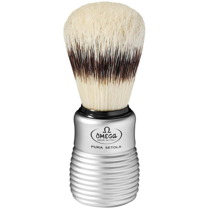 Omega Pure Bristle Shaving Brush With Satin Chrome Effect Handle #81230