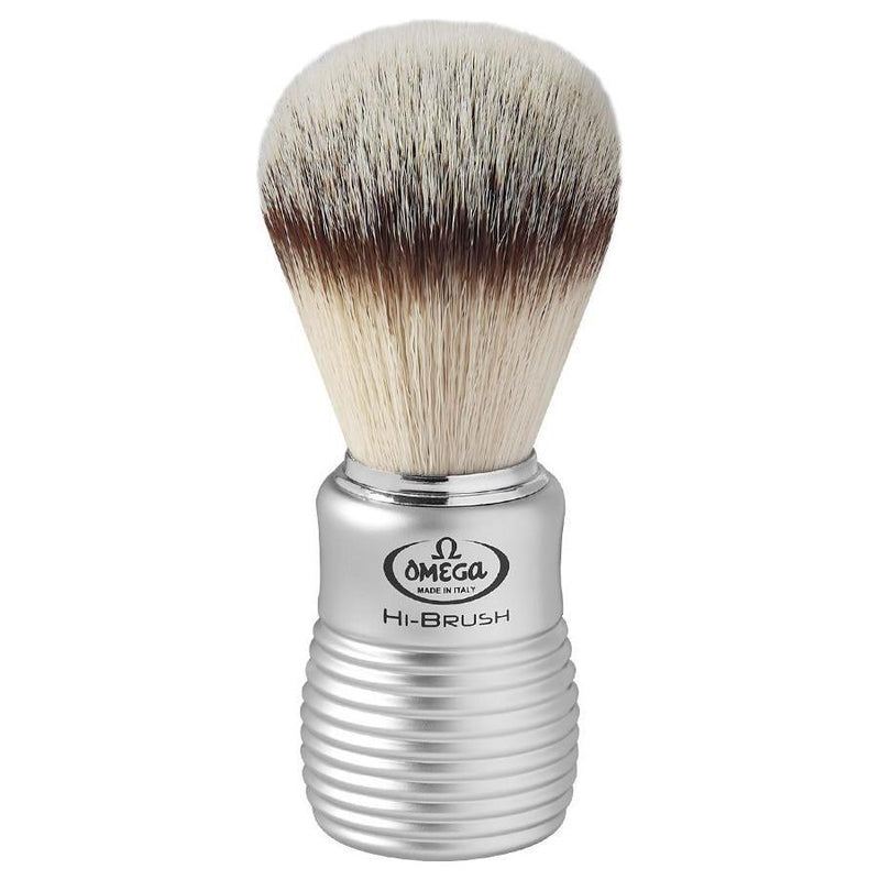 Omega Omega Hi-Brush Series Synthetic Satinized Handle #46230 Shaving Brush