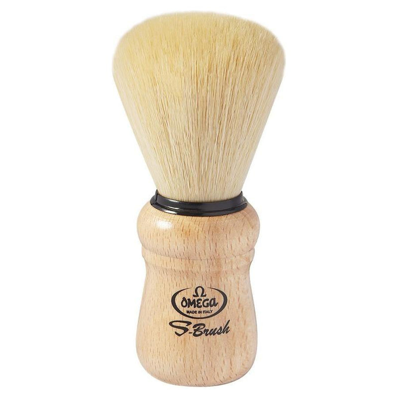 Omega Omega S-Brush Synthetic Fiber Shaving Brush With Beech Wood Handle #S10005 Shaving Brush