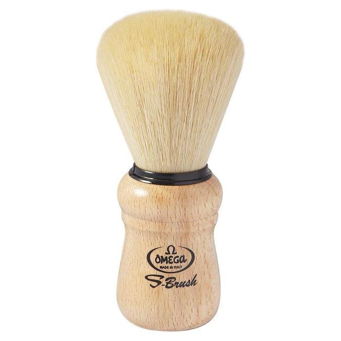 Omega S-Brush Synthetic Fiber Shaving Brush With Beech Wood Handle #S10005