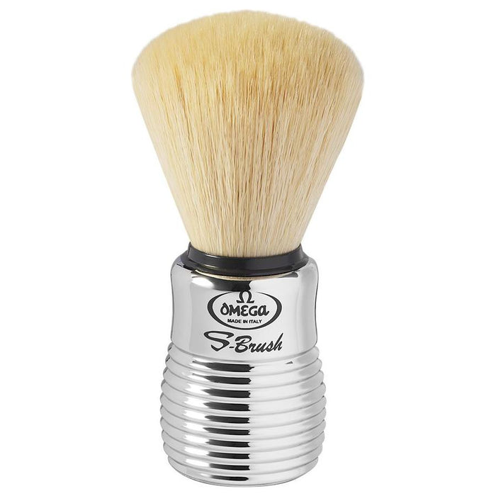 Omega S-Brush Synthetic Shave Brush Chromed Beehive Handle