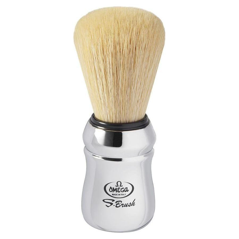 Omega Omega S-Brush Synthetic Fibre Shaving Brush With Chromed Plastic Handle #S10083 Shaving Brush