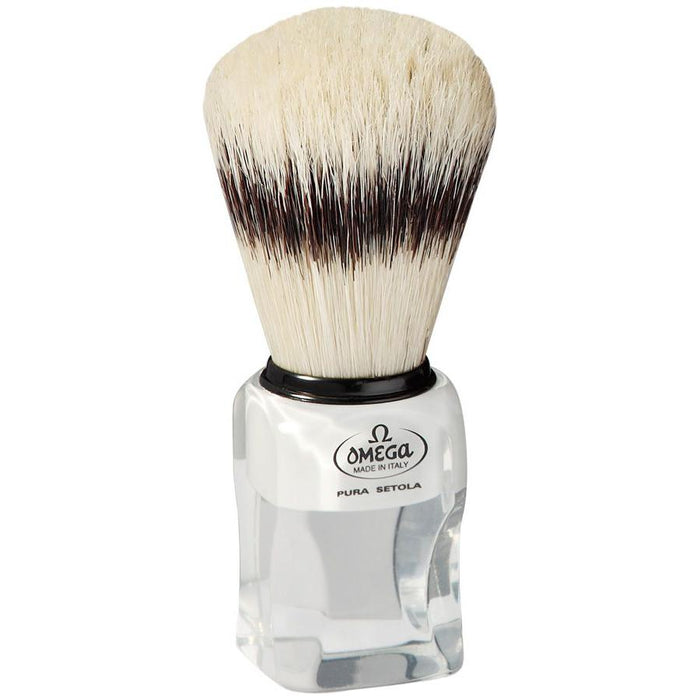 Omega Boar Bristle Shaving Brush Classy Square Handle #81020