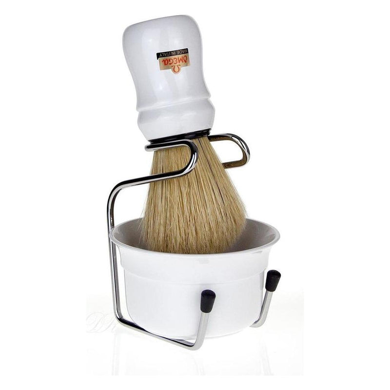 Omega Omega Shaving Set Om49.18 Shaving Brush Bristle + Crucible White Shaving Set