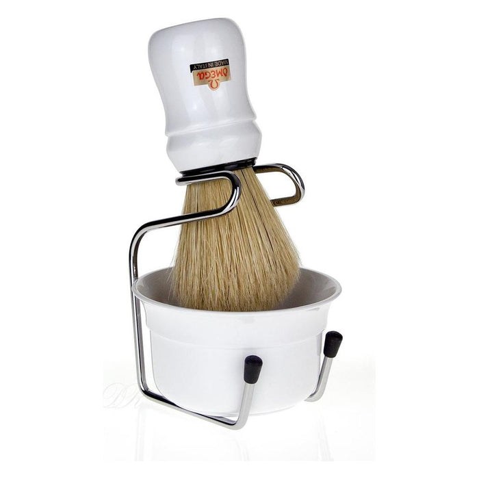 Omega Shaving Set Om49.18 Shaving Brush Bristle + Crucible White