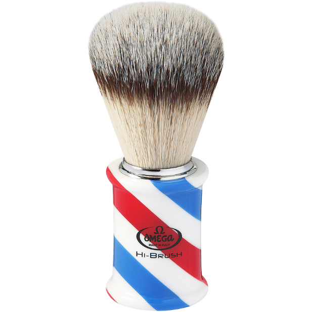 Omega Barber Pole Premium Hi-Brush Synthetic Fiber Shave Brush #0146735