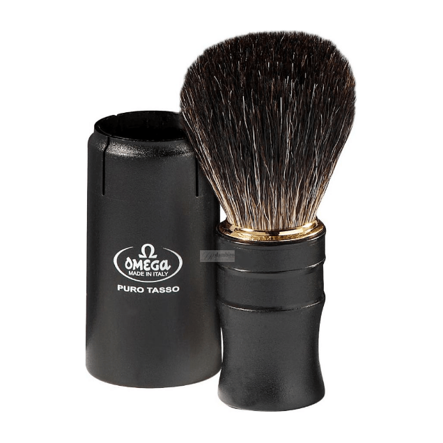 Omega Omega 614 Travel Pure Black Badger Hair Shaving Brush Shaving Brush Dark Slate Gray