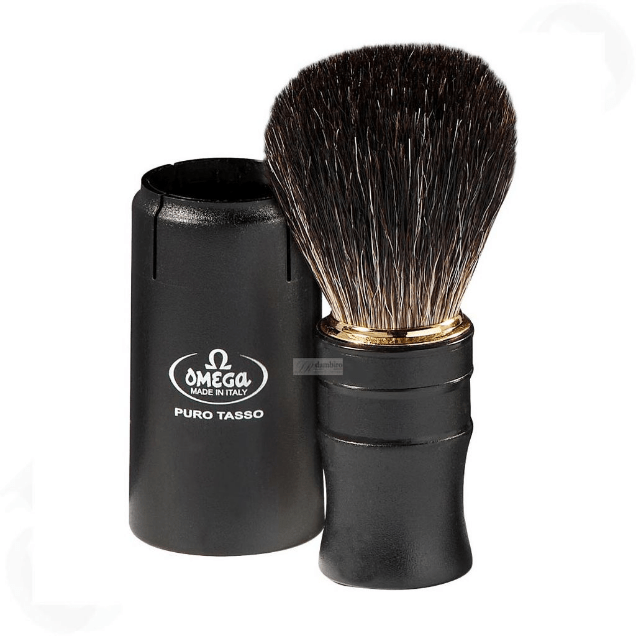 Omega 614 Travel Pure Black Badger Hair Shaving Brush