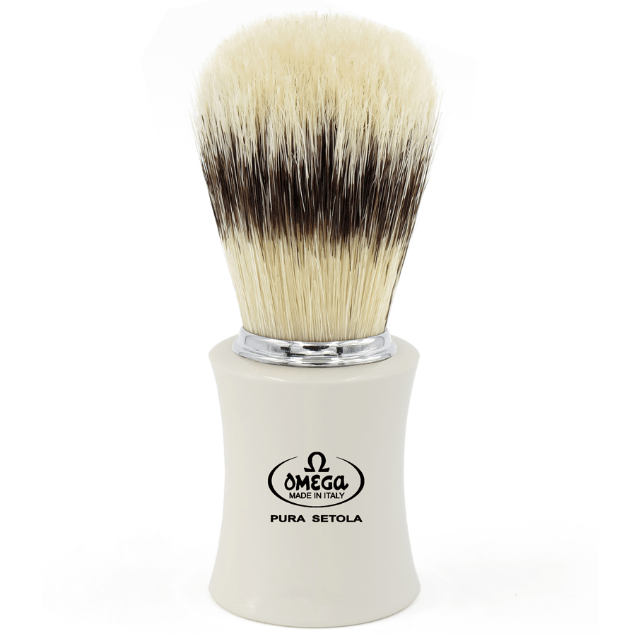 Omega Pure Boar Bristles White Shaving Brush #11869