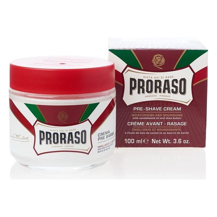 Proraso Pre-Shave Cream Moisturizing & Nourishing With Sandalwood Oil & Shea Butter 3.6 Oz