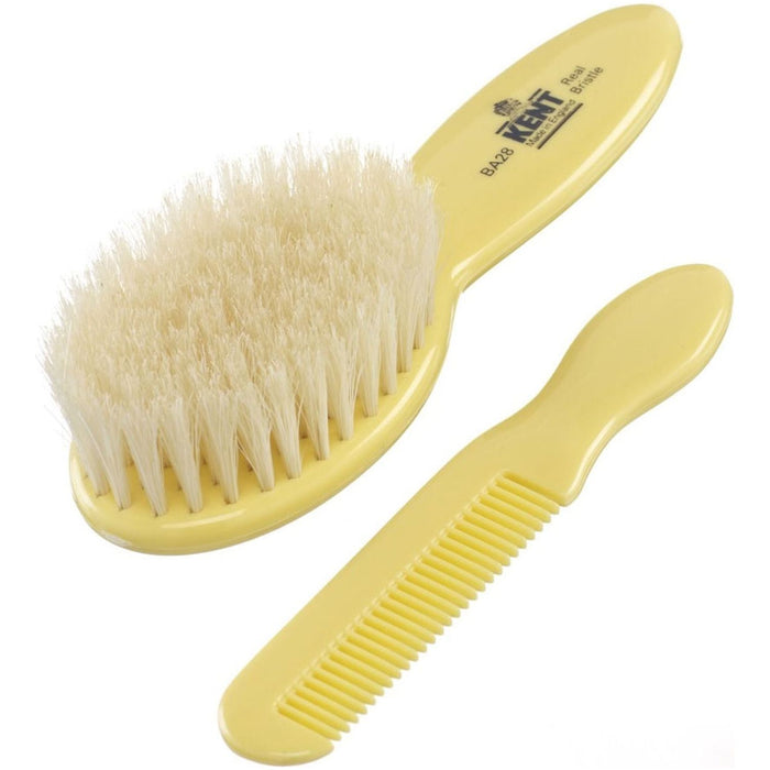 Kent BA28 Baby Brush and Comb Set Soft Natural Bristle