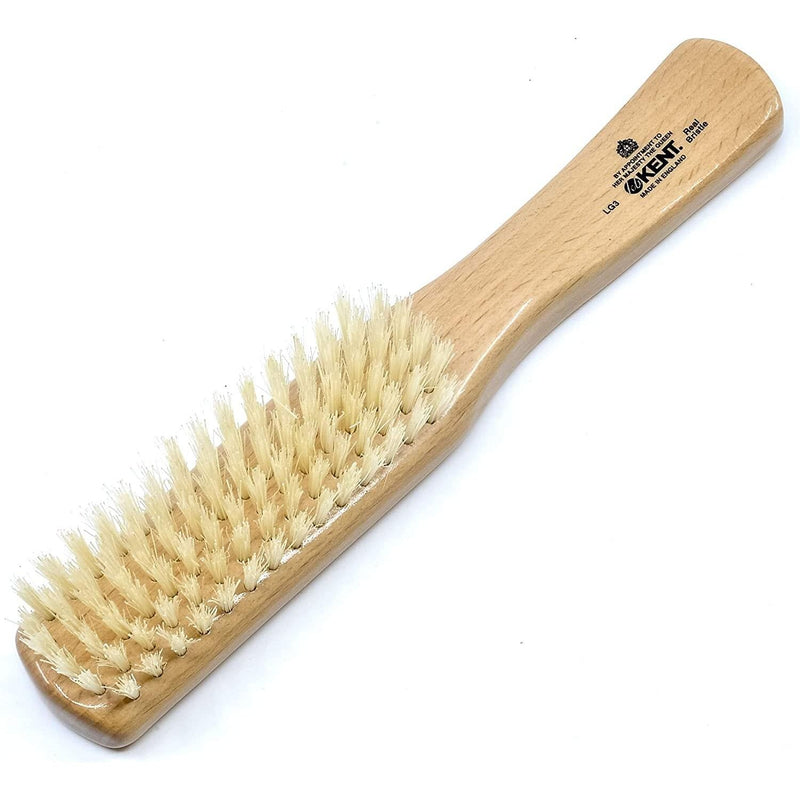 KENT Kent LG3 Ladies Flat Narrow 100% White Bristle Hair Brush Hair Brush