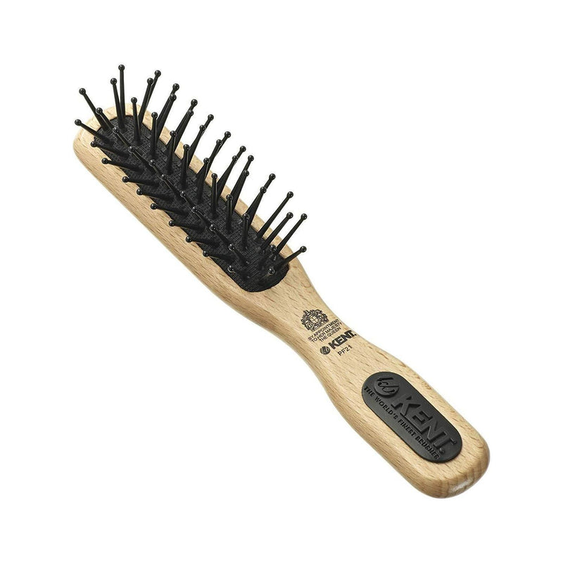 KENT Kent PF21 Micro-Phine Pocket Sized Narrow Quilled Pure Beechwood Taming and Detangle Hair Brush