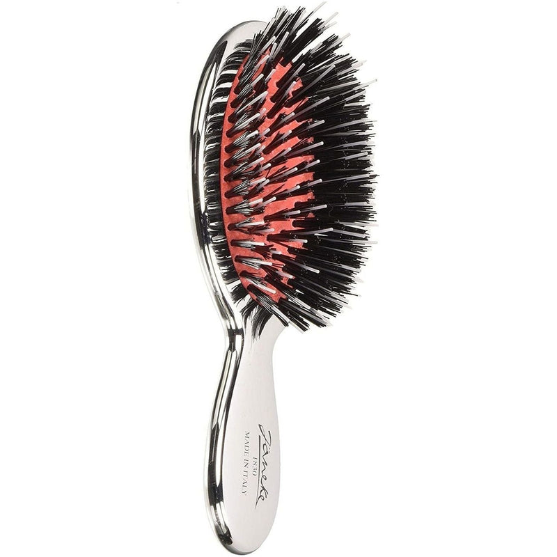 Janeke Janeke Mini Hair brush Chrome Finish With Mixed Bristle Hair Brush
