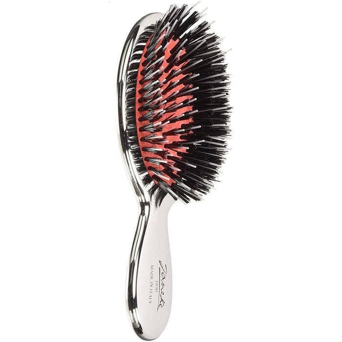 Janeke Mini Hair brush Chrome Finish With Mixed Bristle