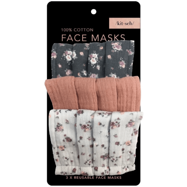 KitSch Cotton Face Mask 3 pcs Set - Vintage Floral