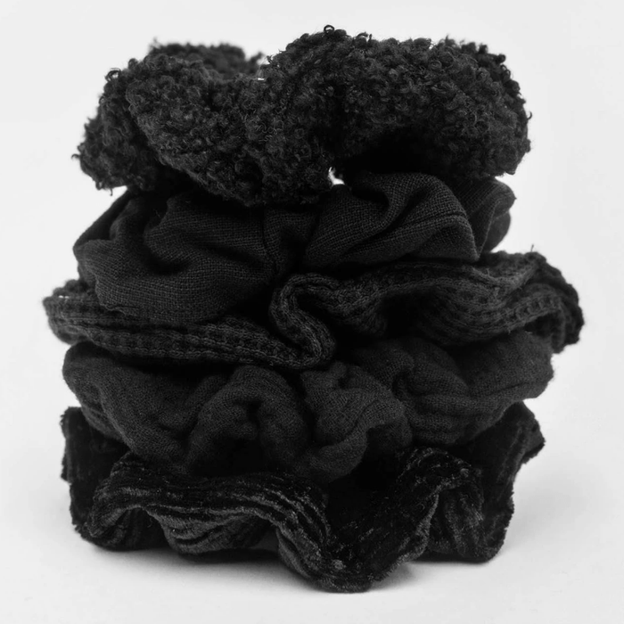 KitSch Assorted textured scrunchies 5pcs Black