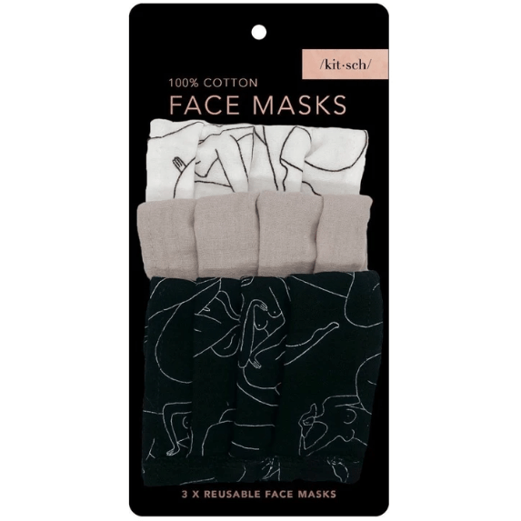 KitSch Cotton Face Mask 3pcs set Figure Drawing