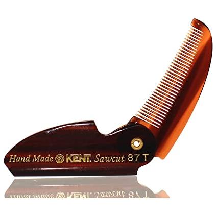 KENT Kent 2.4 Saw-Cut Beard And Mustache Handmade Folding Pocket Comb (87T) Folding Pocket Comb
