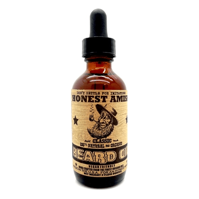 Honest Amish Classic Beard Oil bottle 2 oz