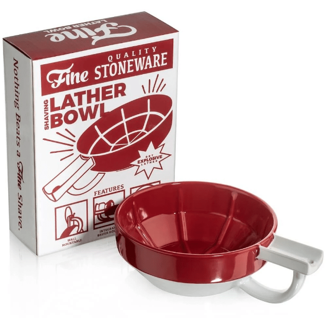 Fine Wet Shave Lather Bowl Red & White