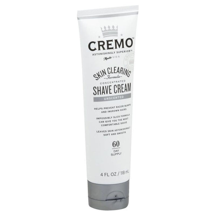 Cremo Skin Clearing Formula Concentrated Shave Cream Unscented 4 Oz