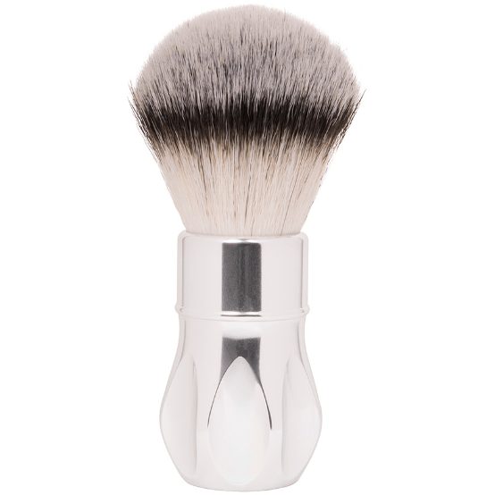 Alpha Brush & Shaving Co. Outlaw V1 28mm Shiny Silver Shaving Brush