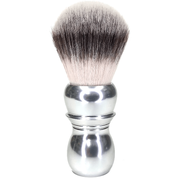 Alpha Brush & Shaving Co. Outlaw Bulldog G4 Synthetic Shiny Silver Brush with Aluminum