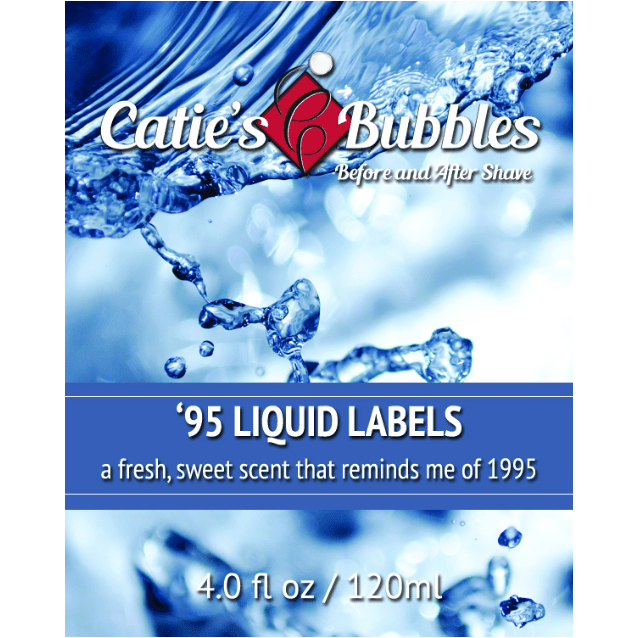 Catie's Bubbles 95 Liquid Labels Before and After Shave 4 Oz