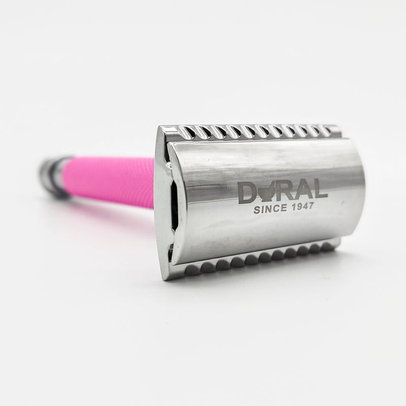 Dural Dural Heavy Stroud Head Double Edge Safety Razor Duty Pink/Silver + Pouch Safety Razor