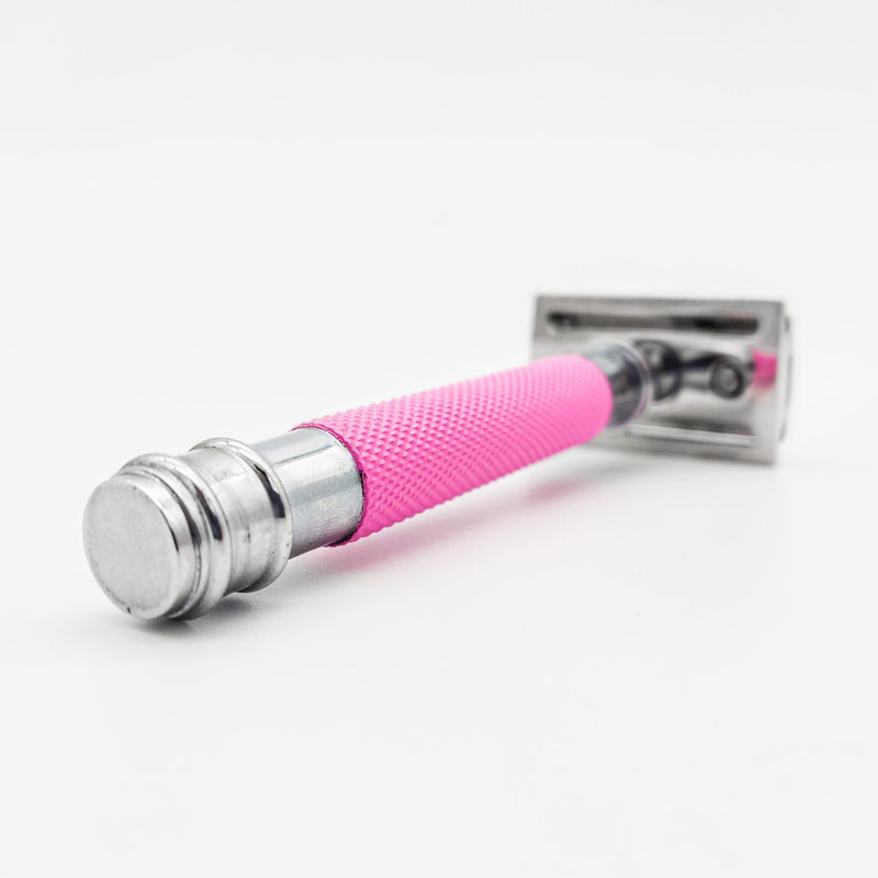 Dural Dural Heavy Stroud Head Double Edge Safety Razor Duty Pink/Silver + Pouch Safety Razor