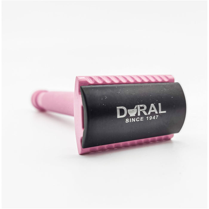 Dural Heavy Stroud Head Double Edge Safety Razor Duty Pink/Black + Pouch