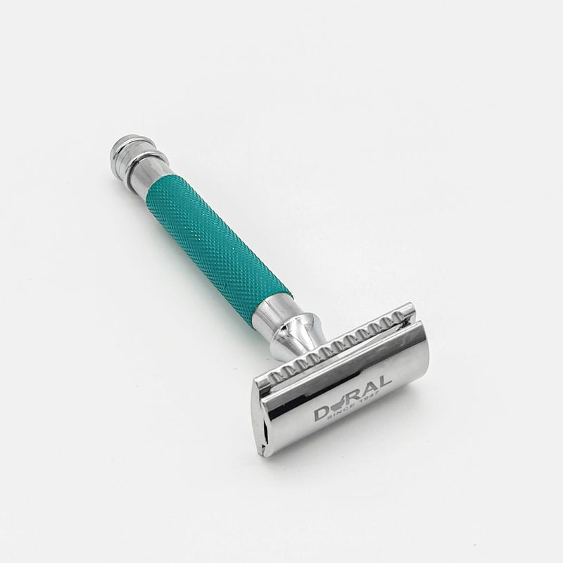 Dural Dural Heavy Stroud Head Double Edge Safety Razor Duty Sea Green/Silver + Pouch Safety Razor White Smoke