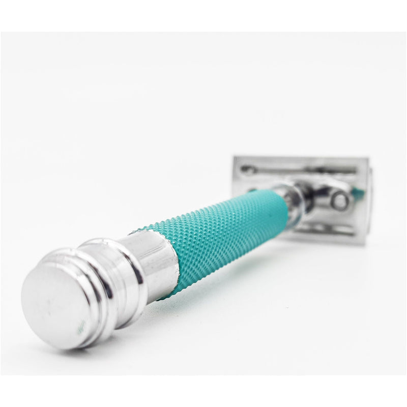Dural Dural Heavy Stroud Head Double Edge Safety Razor Duty Sea Green/Silver + Pouch Safety Razor White Smoke