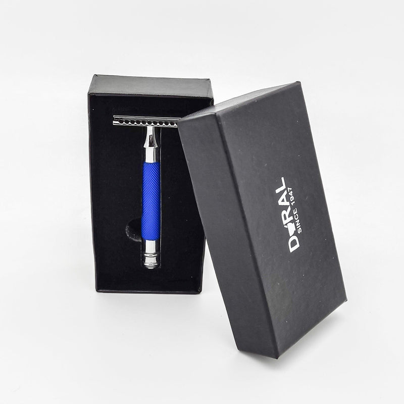 Dural Dural Heavy Stroud Head Double Edge Safety Razor Duty Blue/Silver + Pouch Safety Razor
