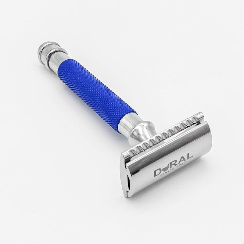 Dural Dural Heavy Stroud Head Double Edge Safety Razor Duty Blue/Silver + Pouch Safety Razor